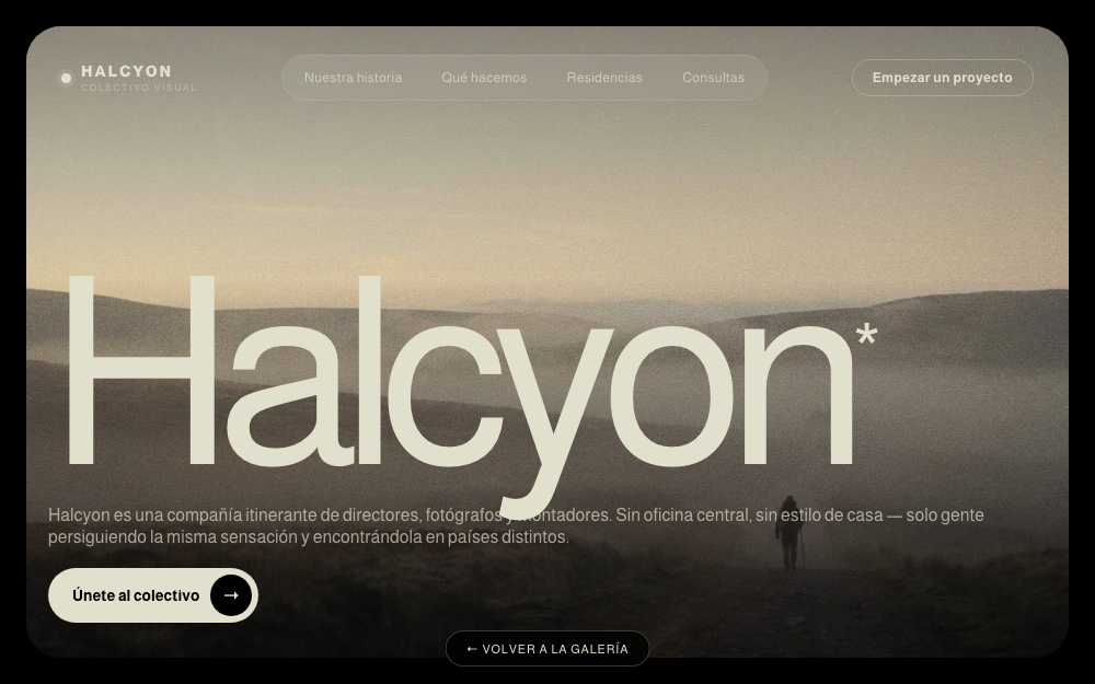 Sitio demo Halcyon — home de colectivo de cine y fotografía